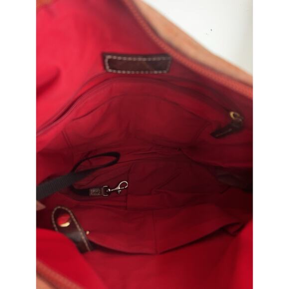 VTG DOONEY & BOURKE ORANGE SIGNATURE MONOGRAM CANVAS LEATHER SHOULDER PURSE - Picture 7 of 9